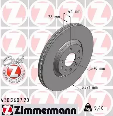 ZIMMERMANN TARCZE HAMULCOWE PRZÓD 430.2607.20 