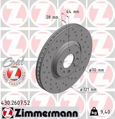 ZIMMERMANN TARCZE HAMULCOWE SPORT PRZÓD 430.2607.52 