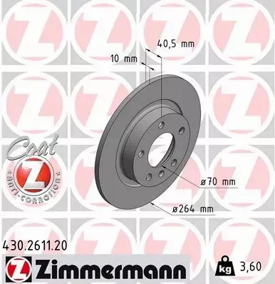 ZIMMERMANN TARCZE+KLOCKI TYŁ OPEL CORSA D 264MM 