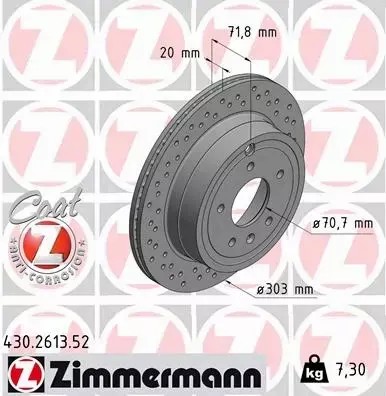 ZIMMERMANN TARCZE+KLOCKI TYŁ CHEVROLET CAPTIVA 303MM 