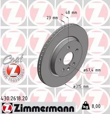 ZIMMERMANN TARCZE+KLOCKI TYŁ OPEL INSIGNIA 315MM 