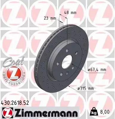 ZIMMERMANN TARCZE+KLOCKI TYŁ OPEL INSIGNIA 315MM 