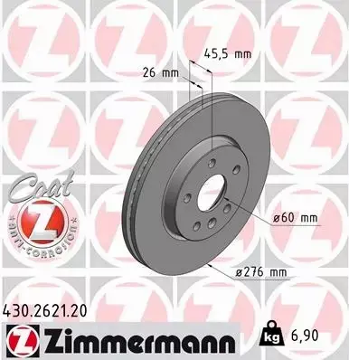 ZIMMERMANN TARCZE HAMULCOWE PRZÓD 430.2621.20 