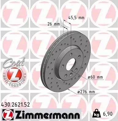 ZIMMERMANN TARCZE HAMULCOWE SPORT PRZÓD 430.2621.52 