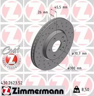 ZIMMERMANN SPORT TARCZE+KLOCKI P OPEL ASTRA J 300MM 