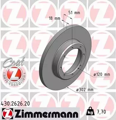 ZIMMERMANN TARCZE HAMULCOWE TYŁ 430.2626.20 