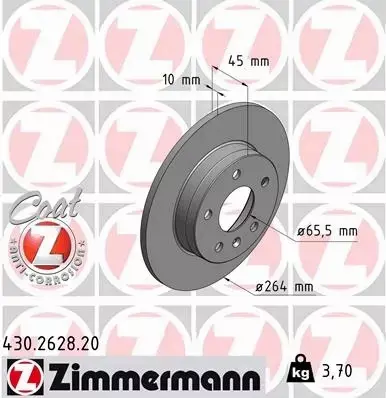 ZIMMERMANN TARCZE HAMULCOWE TYŁ 430.2628.20 