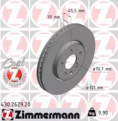 ZIMMERMANN TARCZE+KLOCKI PRZÓD OPEL ASTRA J 321MM 