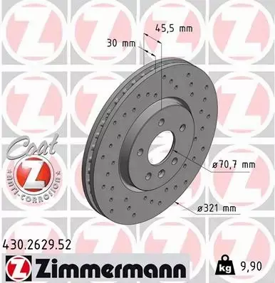 ZIMMERMANN TARCZE+KLOCKI P+T OPEL ASTRA J 321MM 