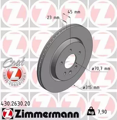 ZIMMERMANN TARCZE+KLOCKI TYŁ OPEL ZAFIRA C 315MM 