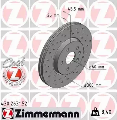 ZIMMERMANN TARCZE HAMULCOWE SPORT PRZÓD 430.2631.52 