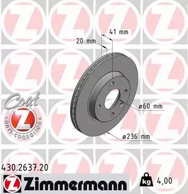 ZIMMERMANN TARCZA HAMULCOWA 430.2637.20 