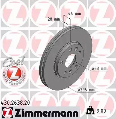 ZIMMERMANN TARCZE HAMULCOWE PRZÓD 430.2638.20 