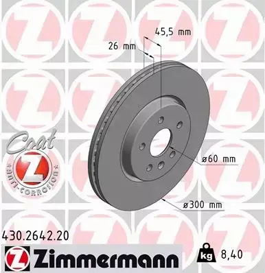 ZIMMERMANN TARCZE+KLOCKI PRZÓD OPEL ASTRA K 300MM 