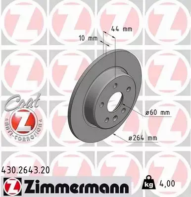 ZIMMERMANN TARCZE+KLOCKI T OPEL ASTRA K 264MM 