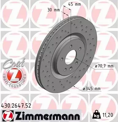 ZIMMERMANN TARCZE HAMULCOWE SPORT PRZÓD 430.2647.52 