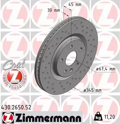 ZIMMERMANN TARCZE HAMULCOWE SPORT PRZÓD 430.2650.52 