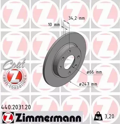 ZIMMERMANN TARCZE HAMULCOWE PRZÓD 440.2031.20 