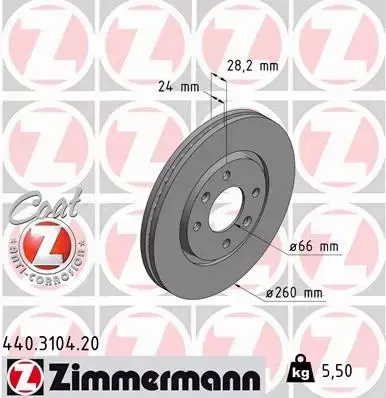 ZIMMERMANN TARCZE HAMULCOWE PRZÓD 440.3104.20 