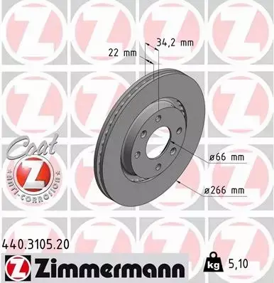 ZIMMERMANN TARCZE+KLOCKI PRZÓD CITROEN C-ELYSSE 