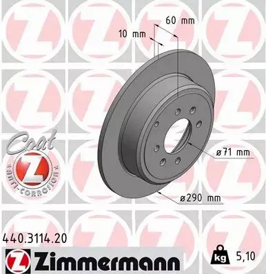 ZIMMERMANN TARCZA HAMULCOWA 440.3114.20 