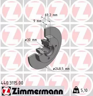 ZIMMERMANN TARCZE HAMULCOWE TYŁ 440.3115.00 