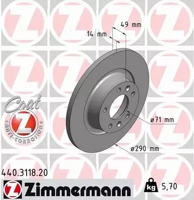 ZIMMERMANN TARCZE+KLOCKI TYŁ PEUGEOT EXPERT 290MM 