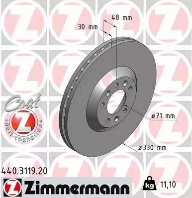 ZIMMERMANN TARCZE+KLOCKI PRZÓD CITROEN C5 III 330MM 