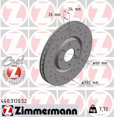 ZIMMERMANN TARCZE HAMULCOWE SPORT PRZÓD 440.3120.52 