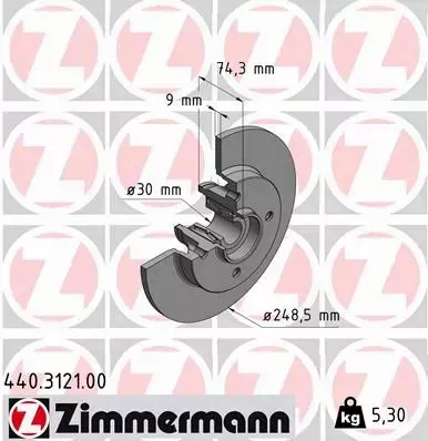 ZIMMERMANN TARCZE+KLOCKI TYŁ CITROEN C4 II 249MM 