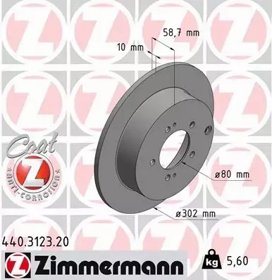 ZIMMERMANN TARCZE HAMULCOWE TYŁ 440.3123.20 