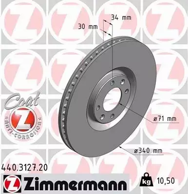 ZIMMERMANN TARCZE HAMULCOWE PRZÓD 440.3127.20 