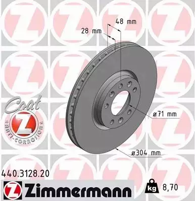 ZIMMERMANN TARCZE+KLOCKI PRZÓD PEUGEOT 308 II 304MM 