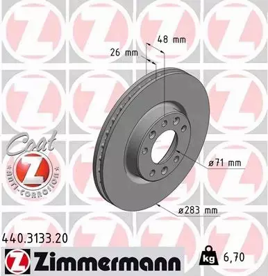 ZIMMERMANN TARCZE HAMULCOWE PRZÓD 440.3133.20 