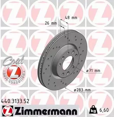 ZIMMERMANN TARCZE HAMULCOWE SPORT PRZÓD 440.3133.52 