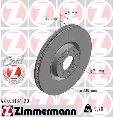 ZIMMERMANN TARCZE PRZÓD PEUGEOT 308 II 330MM 