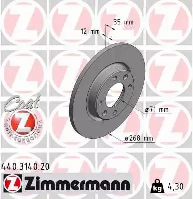 ZIMMERMANN TARCZA HAMULCOWA 440.3140.20 