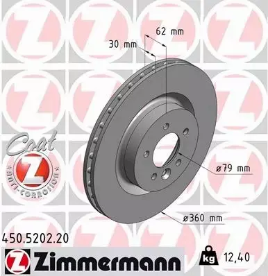 ZIMMERMANN TARCZE HAMULCOWE PRZÓD 450.5202.20 