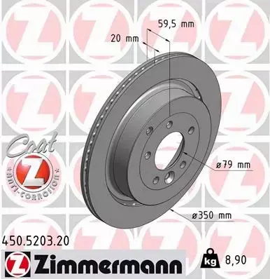 ZIMMERMANN TARCZE HAMULCOWE TYŁ 450.5203.20 