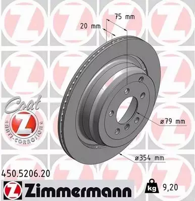 ZIMMERMANN TARCZE HAMULCOWE TYŁ 450.5206.20 