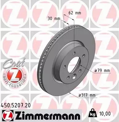 ZIMMERMANN TARCZE HAMULCOWE PRZÓD 450.5207.20 