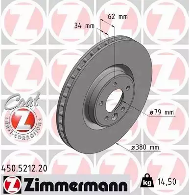 ZIMMERMANN TARCZE HAMULCOWE PRZÓD 450.5212.20 