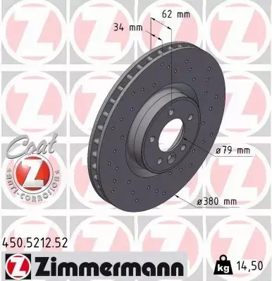 ZIMMERMANN TARCZE HAMULCOWE SPORT PRZÓD 450.5212.52 