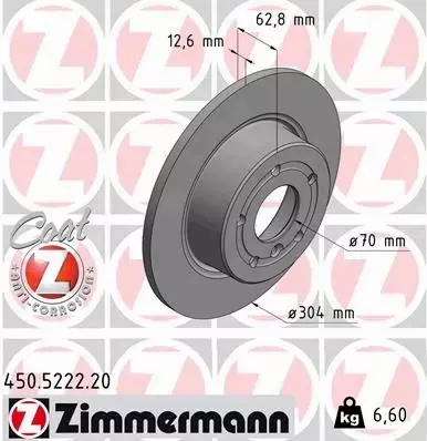 ZIMMERMANN TARCZE HAMULCOWE TYŁ 450.5222.20 