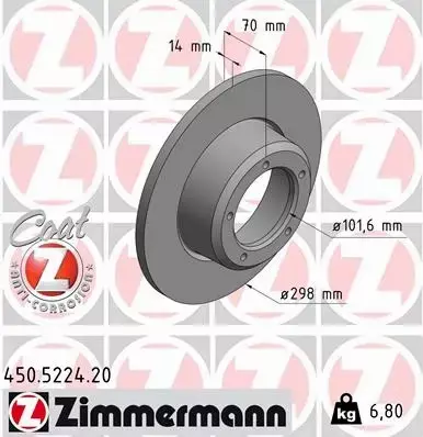 ZIMMERMANN TARCZA HAMULCOWA 450.5224.20 