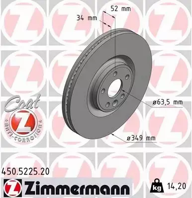 ZIMMERMANN TARCZE HAMULCOWE PRZÓD 450.5225.20 