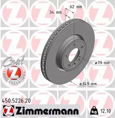 ZIMMERMANN TARCZE HAMULCOWE PRZÓD 450.5226.20 