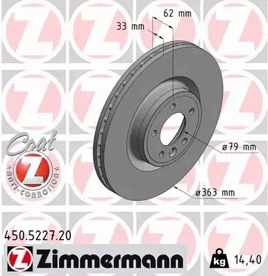 ZIMMERMANN TARCZE HAMULCOWE PRZÓD 450.5227.20 