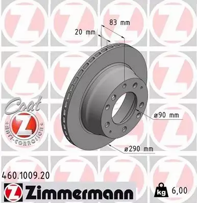 ZIMMERMANN TARCZA HAMULCOWA 460.1009.20 