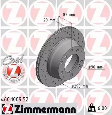 ZIMMERMANN TARCZA HAMULCOWA 460.1009.52 